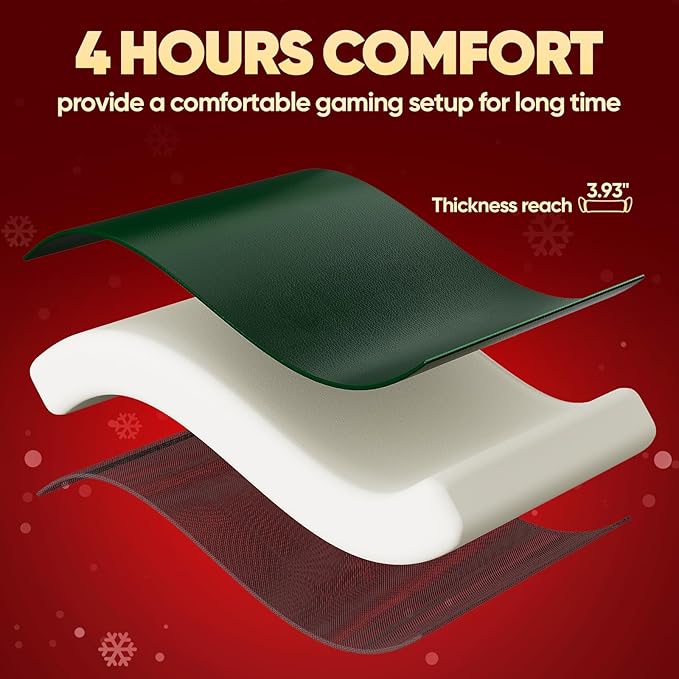 Gaming Chair, Lumbar Support Massage Computer Chair, High Back Gamer Chair, with Footrest and Headrest, Lumbar Pillow, Recline, Wide Seat, Gaming Chairs for Christmas/Birthday Gifts, Green