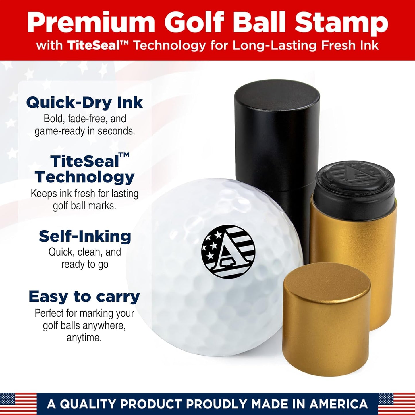 Personalized Golf Ball Marker with TiteSeal™ Technology - Black Case - Many Designs