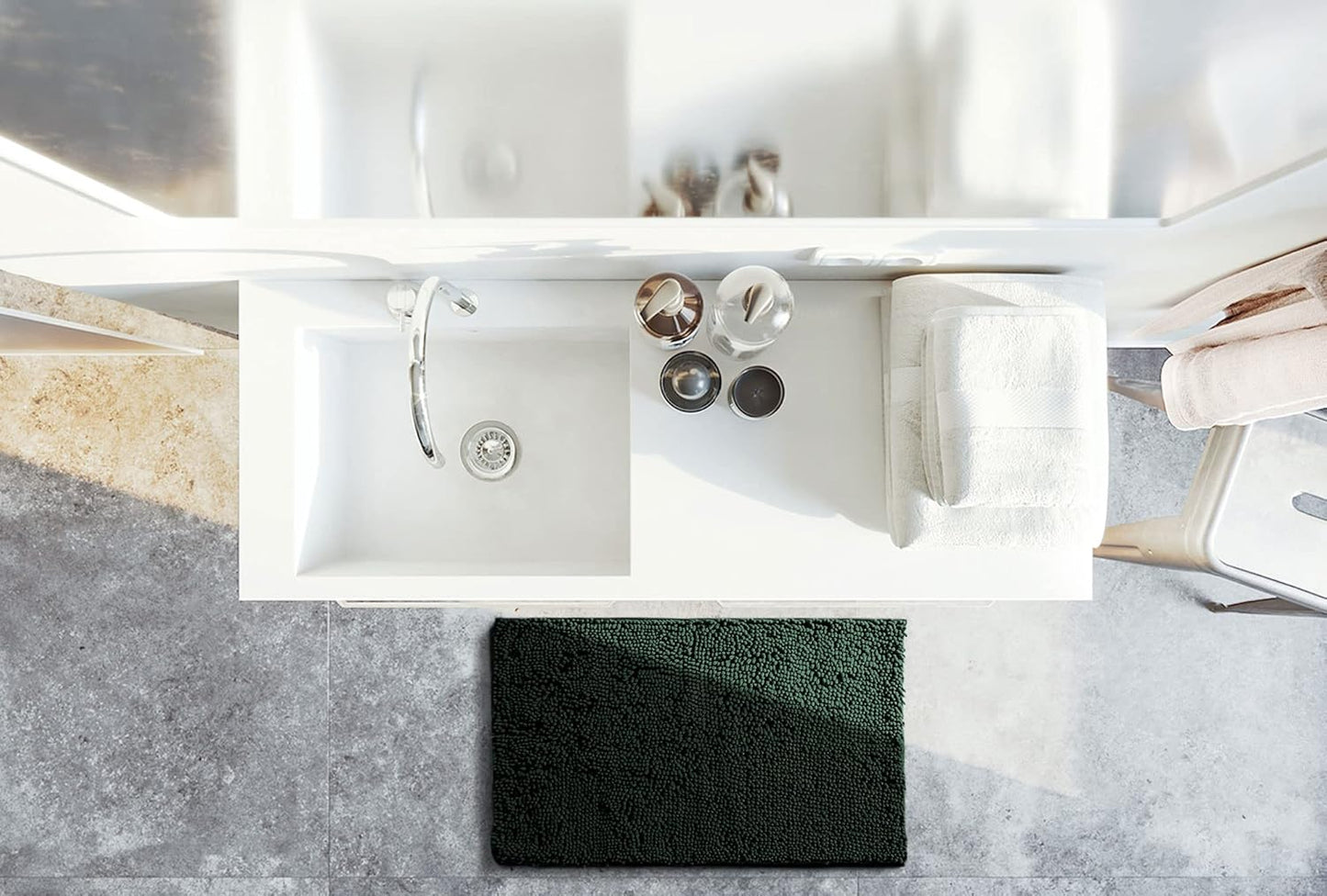SONORO KATE Bathroom Rug,Non-Slip Bath Mat,Soft Cozy Shaggy Thick Bath Rugs for Bathroom,Plush Rugs for Bathtubs,Water Absorbent Rain Showers and Under The Sink (Green, 32"×20")