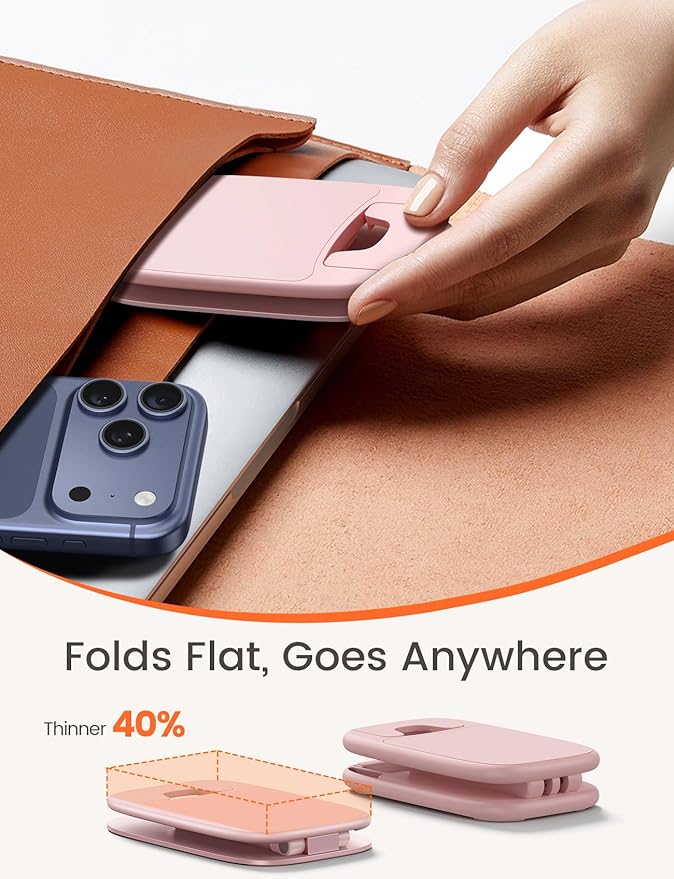 Lamicall Ultra-Thin Pink Phone Holder - Valentines Day Decorations, Gifts for Valentine, Rose Gold Pink Cell Phone Holder, Office Decor for Women, for iPhone, 4-8'' Phone