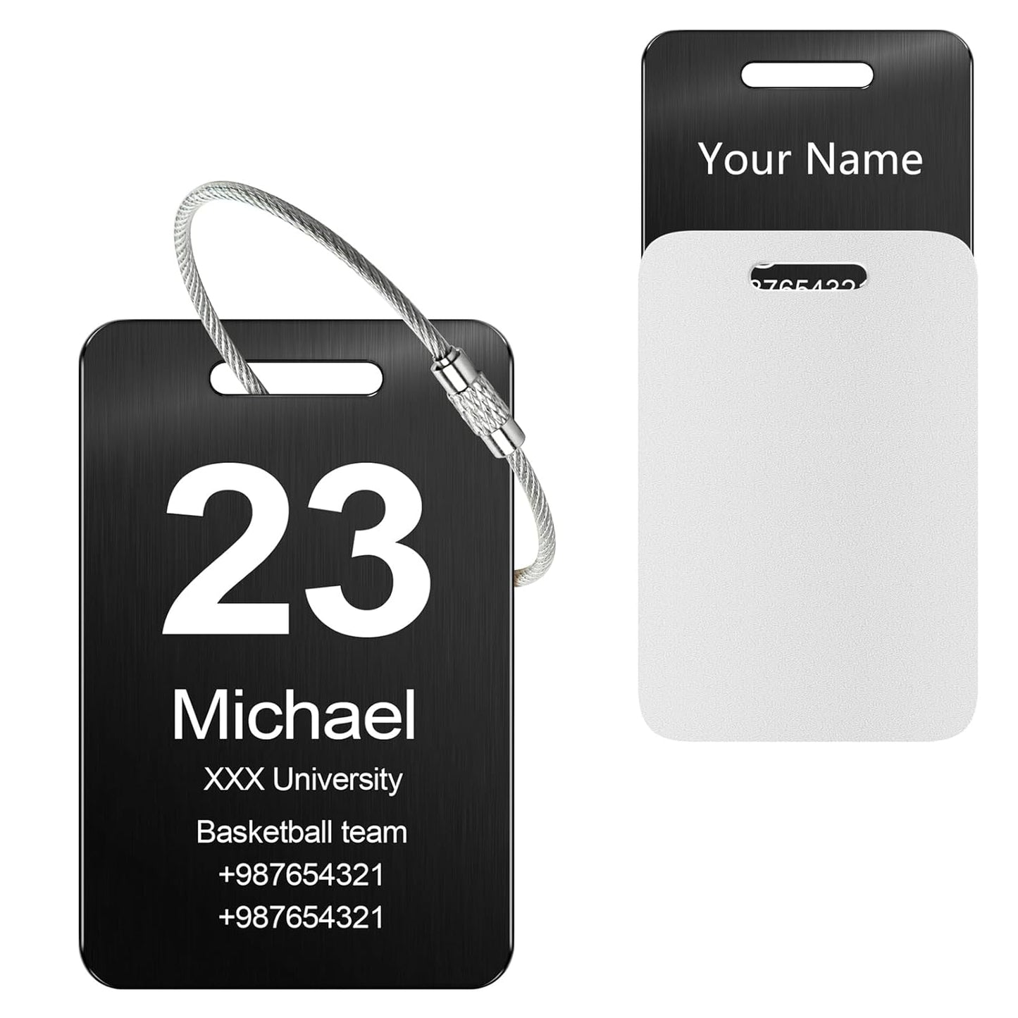 Customized Stainless Steel Luggage Tags: Personalize Your Suitcases, Backpacks, and Bags with Your Text - Custom Initial Text Name ID,Number 2"x3.3"(2 Pack)