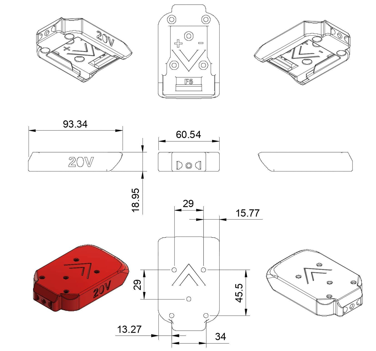 Battery Adapter For Dewalt 20V Max 18V Dock Power Connector 12 Gauge Robotics