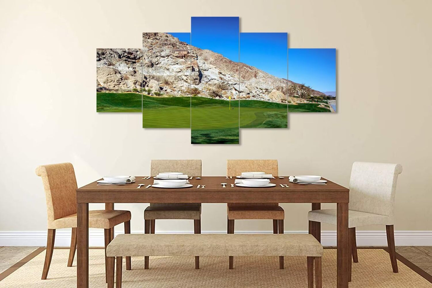 California Golf Course Wall Art for Living Room Bedroom Bathroom Home Decoraitons Golf Course in Palm Pictures Posters Framed Artwork Canvas Prints Ready to Hang(60''W x 32''H)
