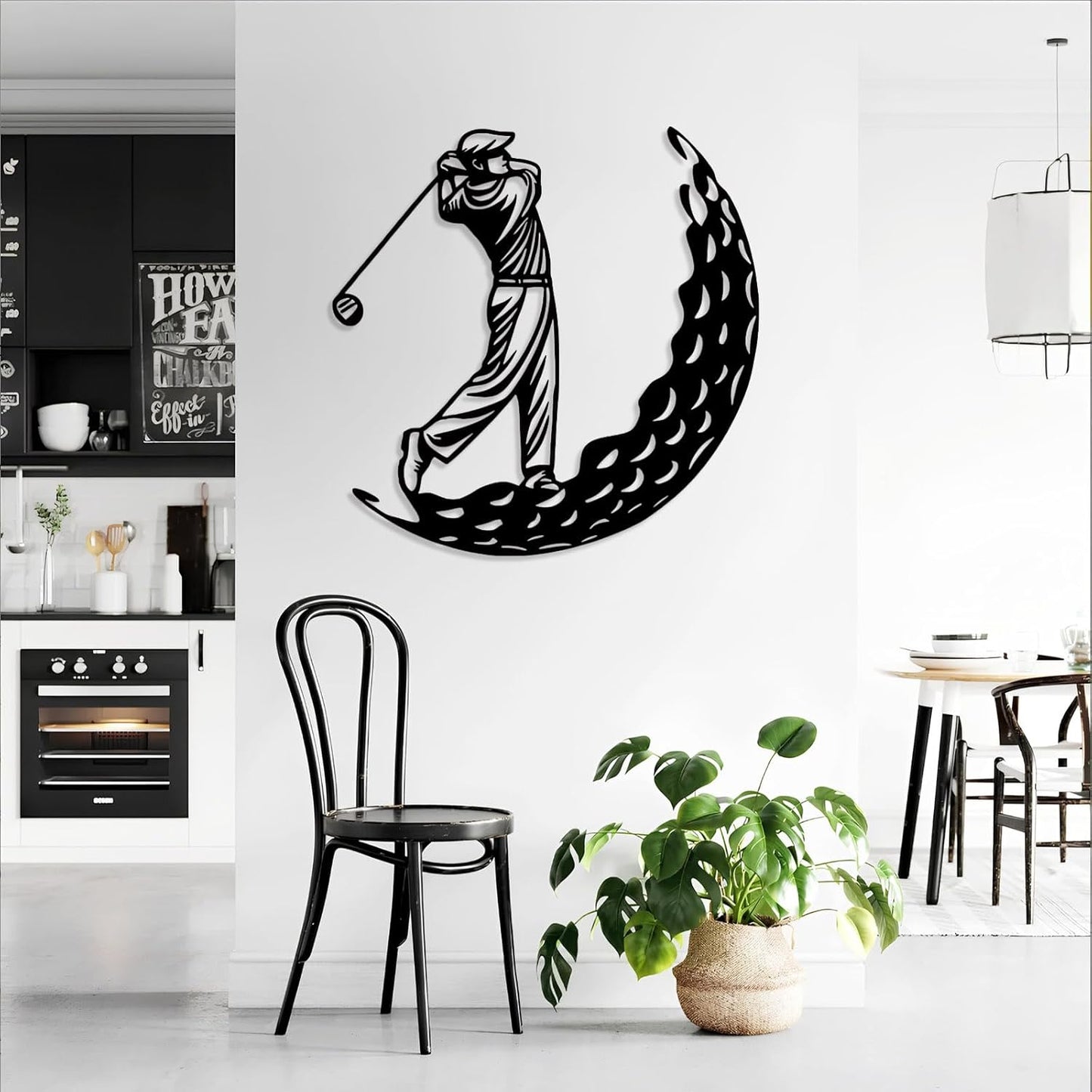 Golf Metal Wall Art, Golfer Metal Wall Decor, Golf Ball Wall Decor, Sports Wall Art, Sports Theme Wall Decor, Gift for Golf Player, Gift For Father, Home Office Wall Art, Man Cave (White, 24"x24"|60x60cm)