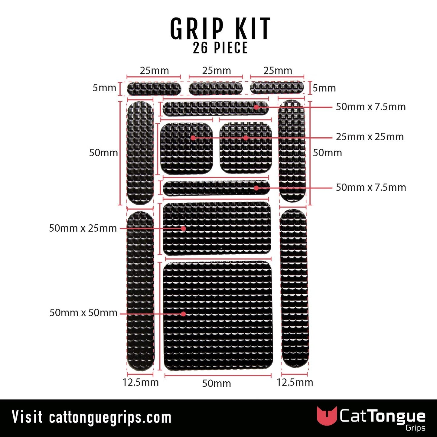 Cattongue Grips Non-Abrasive Grip Tape Strips - Heavy-Duty, Pre-Cut Anti-Slip Tape For Phones, Tablets, Crafting & More - Indoor