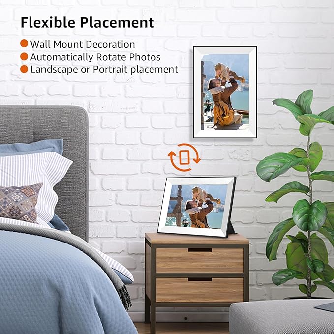 Frameo Digital Picture Frame,WiFi Digital Photo Frame with 10.1 Inch 1280x800 IPS Touch Screen,Easy Load from Phone Digital Frame,Auto Rotating Pohto/Video by Electronic Picture Frame,Best Gift…