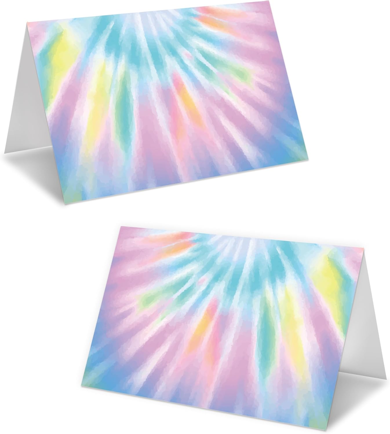 Tie Dye Place Cards For Girls, Rainbow Tie Dye Name Cards For Table Setting, Spring Summer Party Favors Supplies, Tent Cards Decorations For Baby Shower Bridal Shower Birthday Events, 25 Pack -20