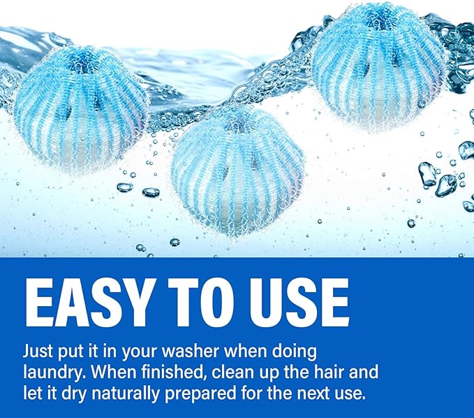 Pet Hair Remover for Laundry, 12 PCS Reusable Pet Hair Remover Balls, Washing Machine Hair Catcher for Dog and Cat Hair Removal, Gentle Lint Collector for Laundry Care, Blue