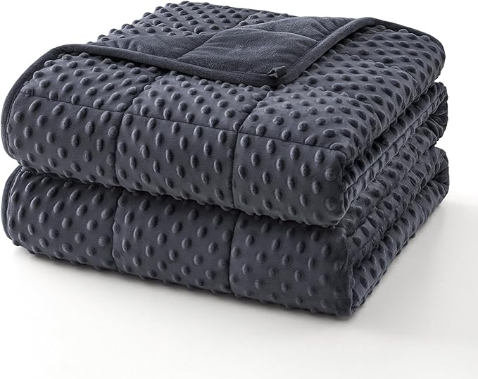Topcee Weighted Blanket for Adults (20lbs 60"x80"), Minky Dots Heavy Blanket for 190-210lbs Sleeping, Soft, Cozy and Cooling Weighted Throw Blankets, Machine Washable, Grey