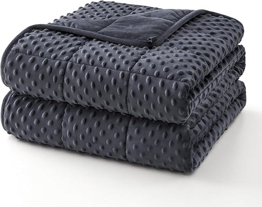 Topcee Weighted Blanket for Adults (20lbs 60"x80"), Minky Dots Heavy Blanket for 190-210lbs Sleeping, Soft, Cozy and Cooling Weighted Throw Blankets, Machine Washable, Grey