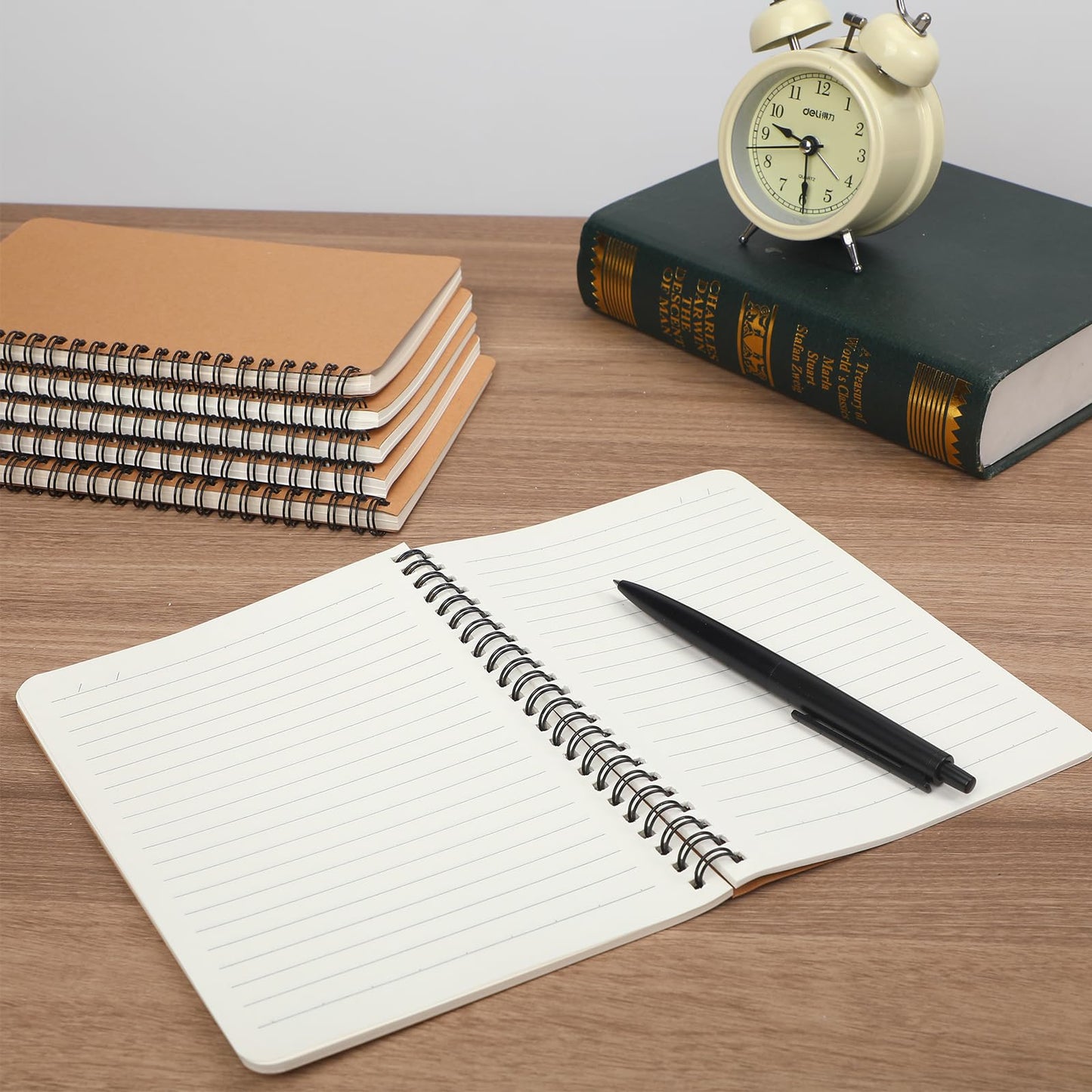 miikoul 60 Packs A5 Spiral Lined Notebooks, Kraft Paper Cover, 8.3"×5.5", 60 Sheets/120 Pages, Ruled Notebooks Bulk, Hardcover Journal Notepad Travel Notebooks for Office and Back to School Supplies