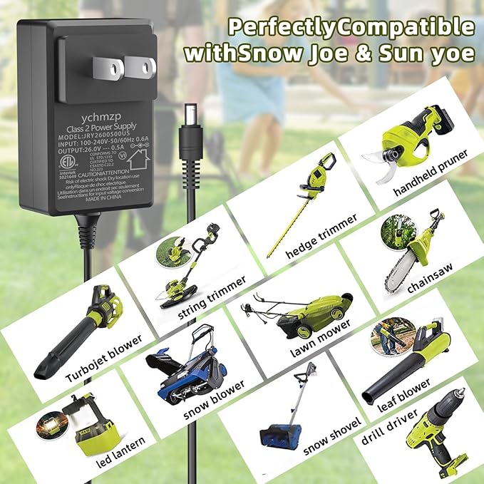 24VCHRG-QC iON+ Quick Charger for Snow Joe & Sun Joe 24V iBAT24 and 24VBAT Series Lithium Ion Batteries，Compatible with 24VBAT-LTE 24VBAT-LT 24VBAT-XR iBAT24-LTE iBAT24-LT iBAT24-XR iON Battery Models