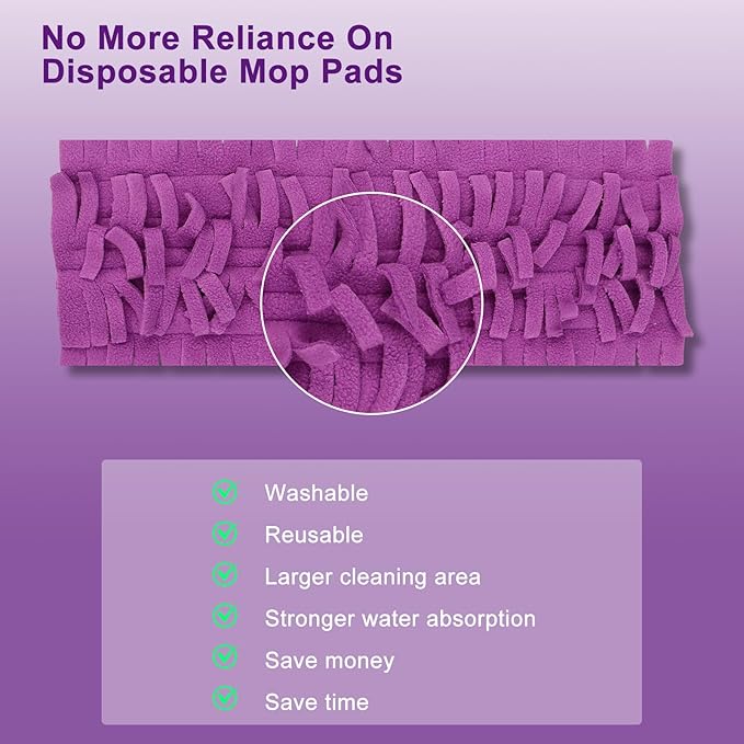 6 Pack Mop Refill Pads for PowerMop Multi-Surface and Wood Mop Pads Refill, Washable & Reusable Microfiber Spray Cleaning (Purple)