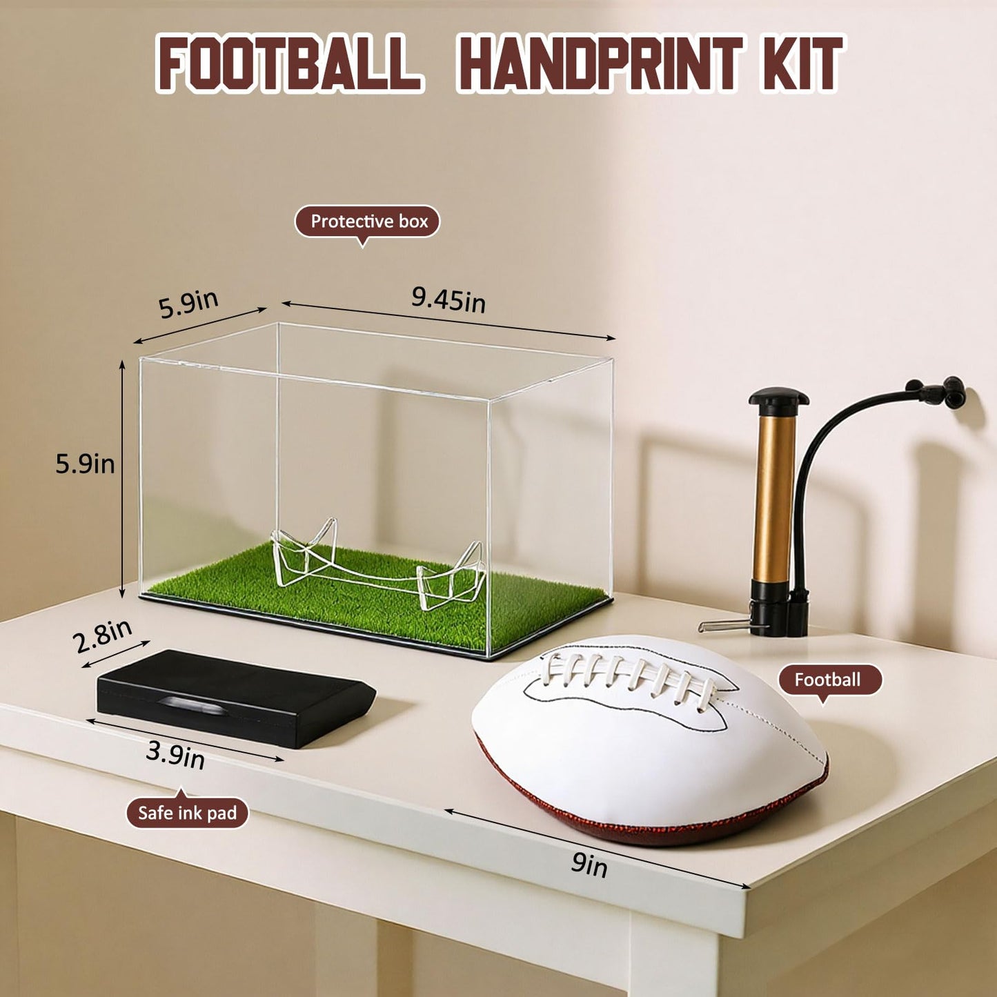 Soulchen Football Newborn Footprint Kit with Ink Pad Baby Hand and Footprint Kit for Newborn Memory Rookie of the Year First Birthday Baby Shower Gifts