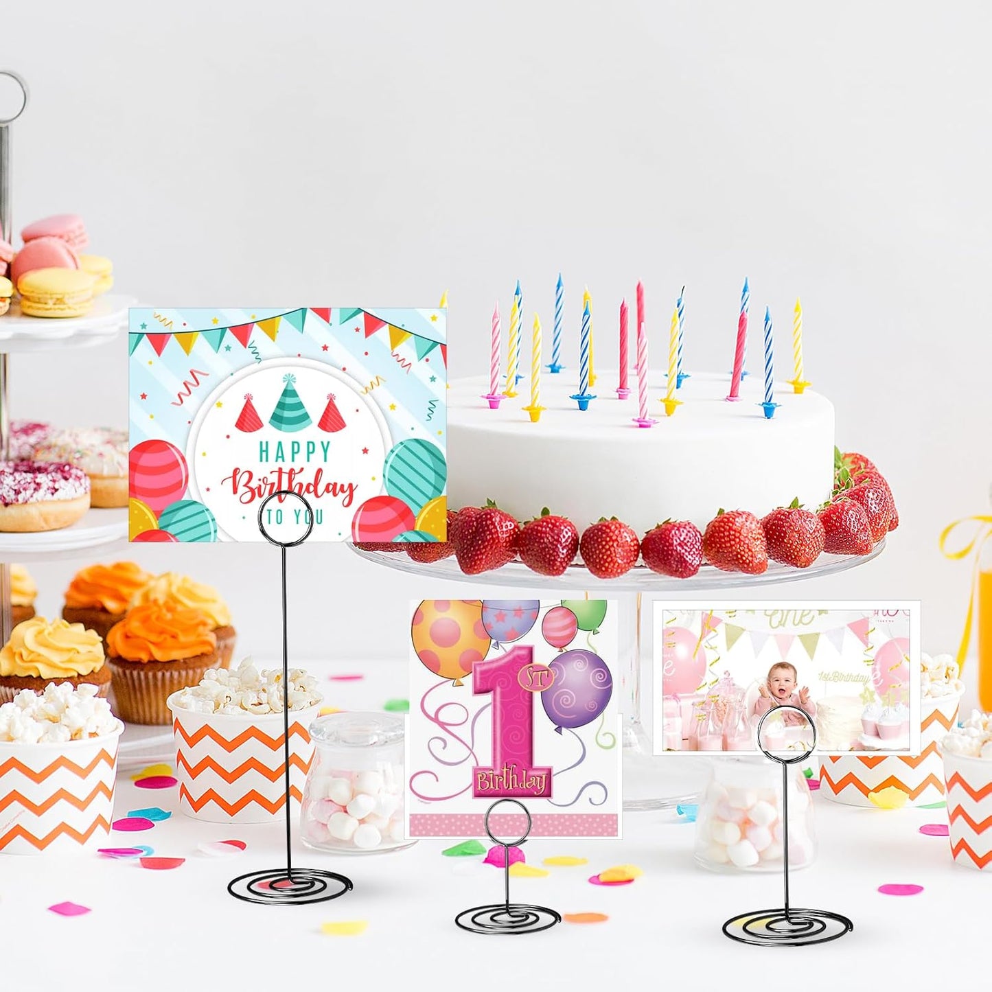 3 Sizes Table Number Holders, 36 Pack Table Numbers Stands Place Card Holder, Menu Memo Clips Sign Picture Photo Holder for Wedding Party Graduation Restaurant Centerpieces
