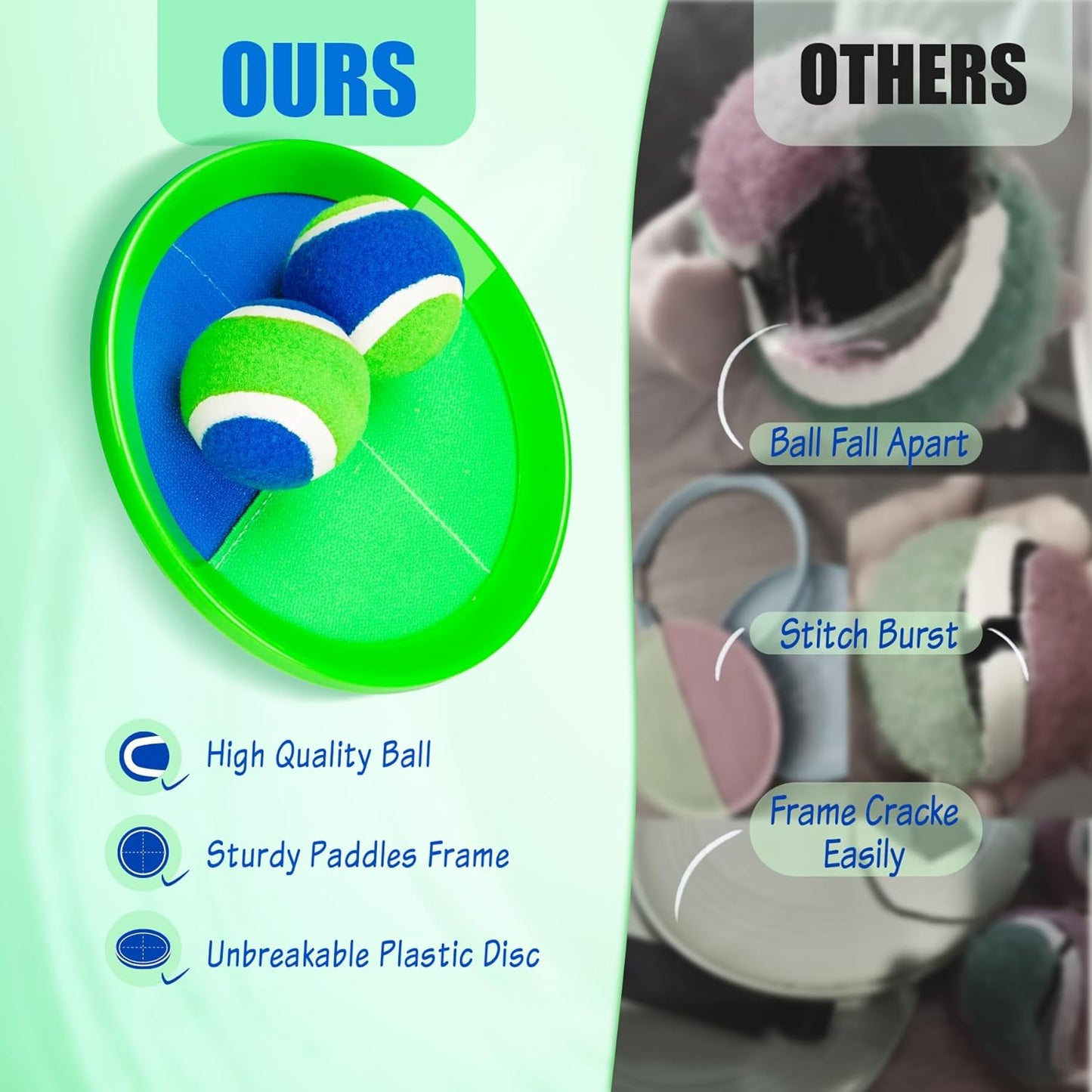 PlayZap Toss and Catch Ball Set Upgraded Stocking Stuffers for Toddlers Kids Teens Boys Girls - Baseball Toys Sturdy PVC for Beach Pool Yard Outdoor - Gift for 3-5 5-8 8-13+ Years