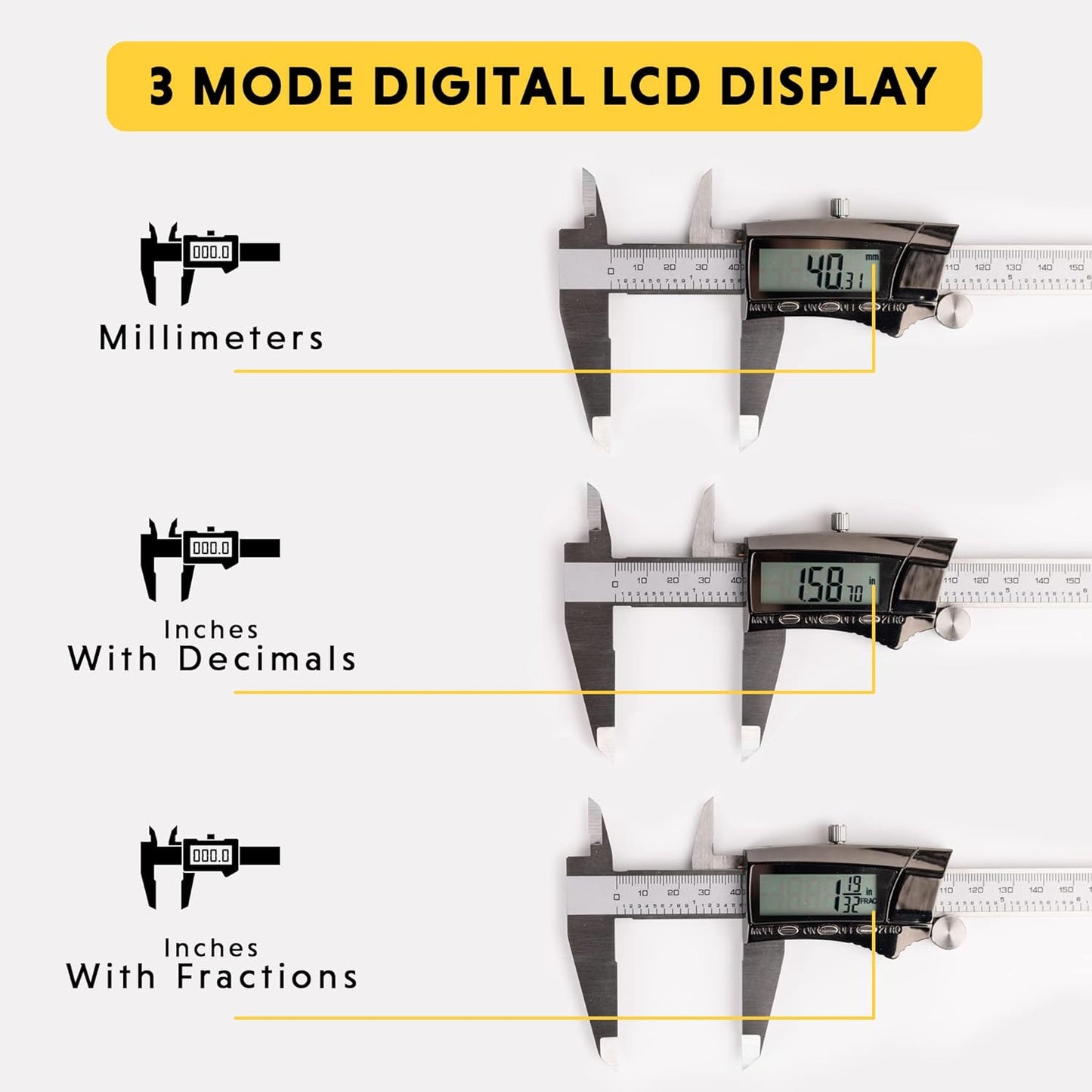 General Tools Digital Caliper 14712 - 12" Caliper Measuring Tool - Stainless Steel Ruler
