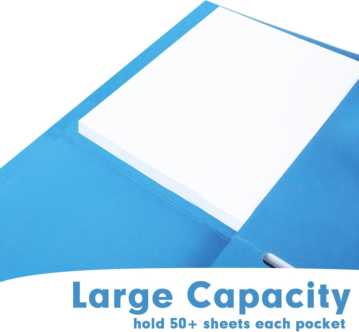 50 Pack 2 Pocket Folders - Letter Size, Blue