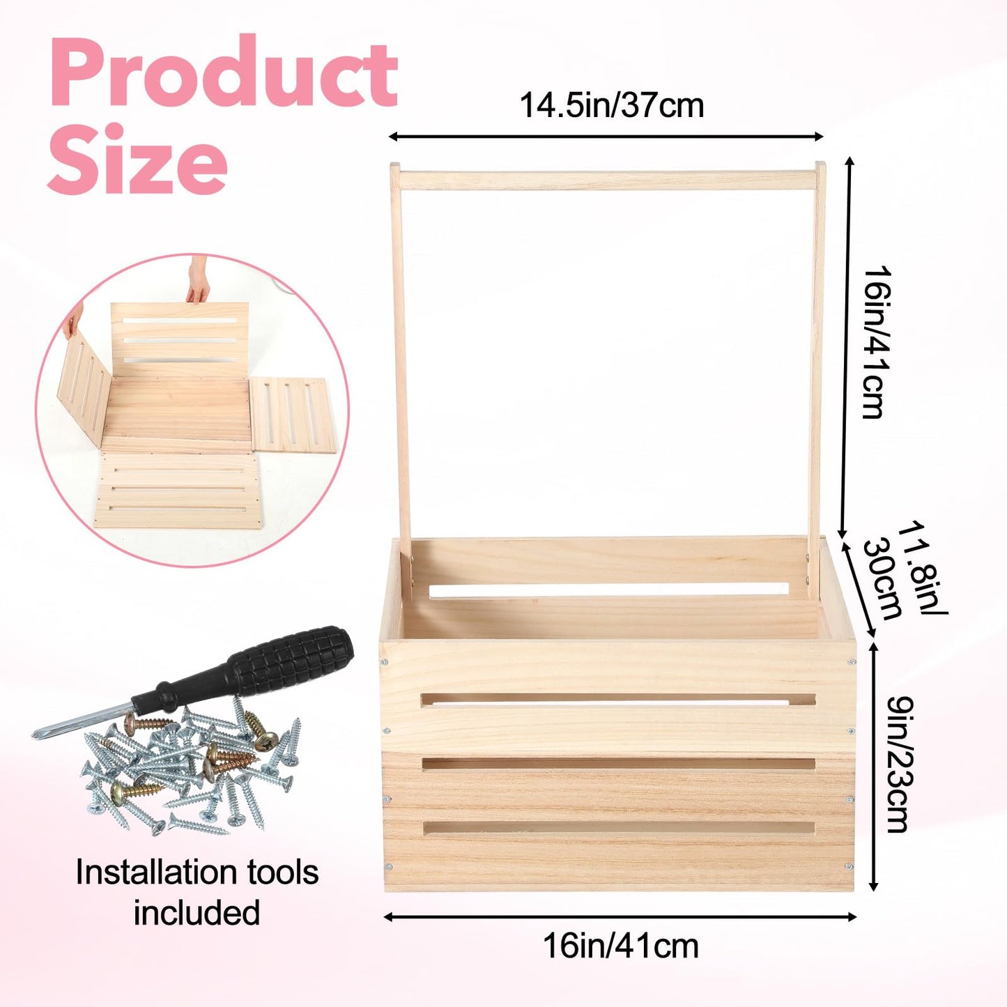 Aiyorse Wooden Baby Shower Crate Closet, Wooden Crate Basket with Handle Baby Gift Basket New Born Welcome Gift Hamper for Boys & Girls Welcome Babies Gifts for New Parents