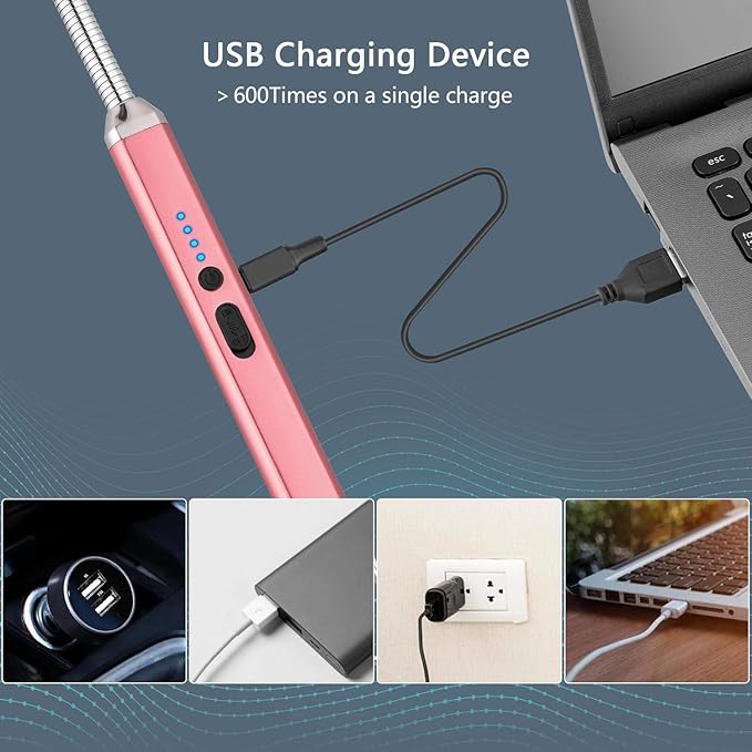 MEIRUBY Electric Candle Lighter, Birthday Christmas Stocking Stuffers Gifts for Women Mom Men Wife Sister, USB Arc Rechargeable Windproof Long Lighter for Candle BBQ Housewarming Gift Idals
