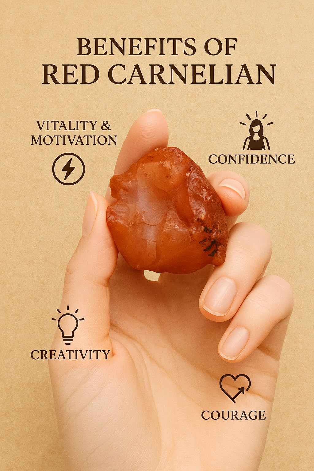 Large 1.25-2.0” Natural Red Carnelian Raw Stone – Healing Crystal for Creativity, Courage & Motivation | 100% Genuine Rough Carnelian Gemstone for Sacral Chakra, Reiki, Meditation & Manifestation