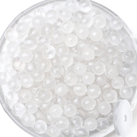 QINJIEJIE 60PCS Clear Crystal Beads 8mm Natural Stone Beads Round Loose Gemstone Bead for Bracelet Beading Crystal Jewelry Making DIY Necklace Earrings 0.32"