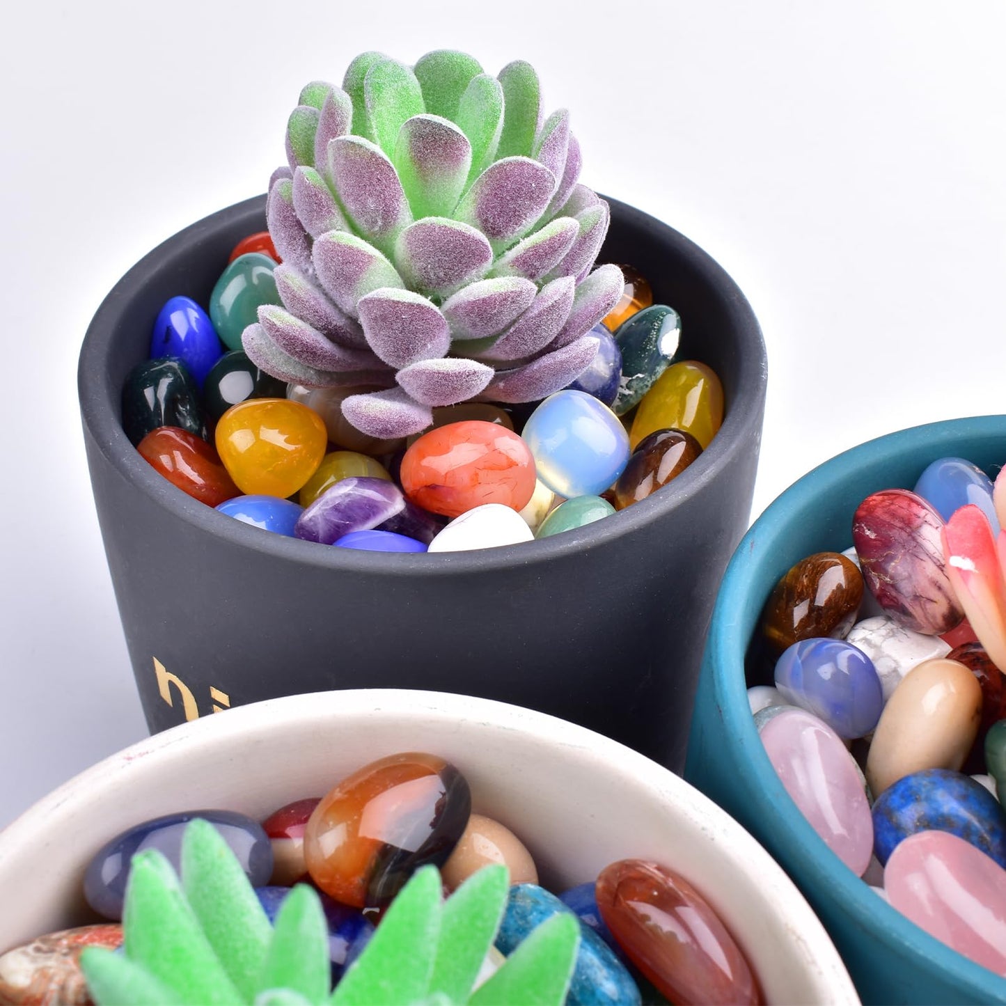 SigMntun Sakura Agate Healing Crystal Stone Set - 24 Pieces, 0.6" Natural & Polished Stones for Healing, Meditation, Reiki, Chakra, Crafting & Decoration