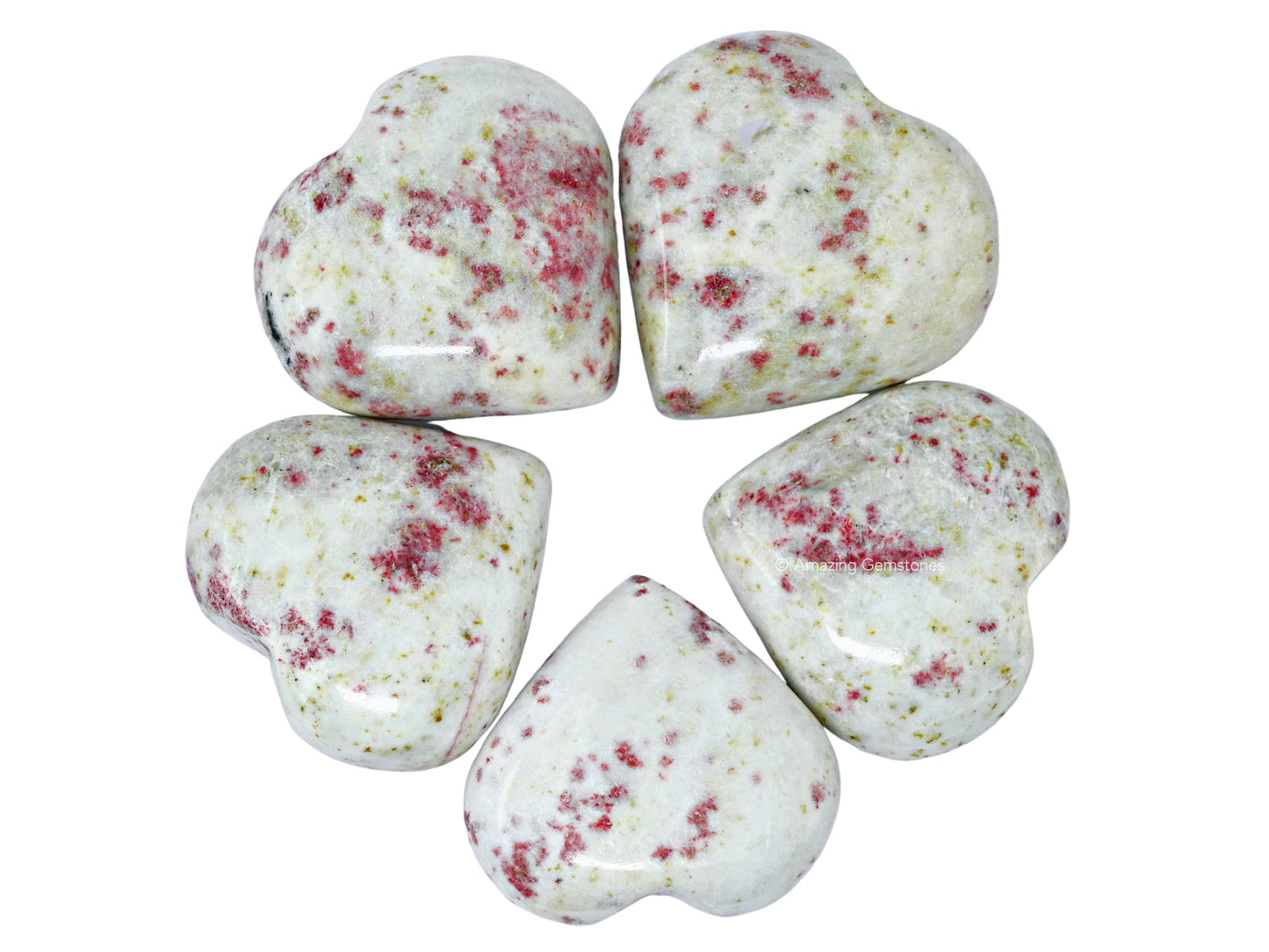 Amazing Gemstone Cinnabarite Crystal Heart Palm Stone - Pocket Massage Worry Stone for Natural Body Chakra Balancing, Reiki Healing and Crystal Grid