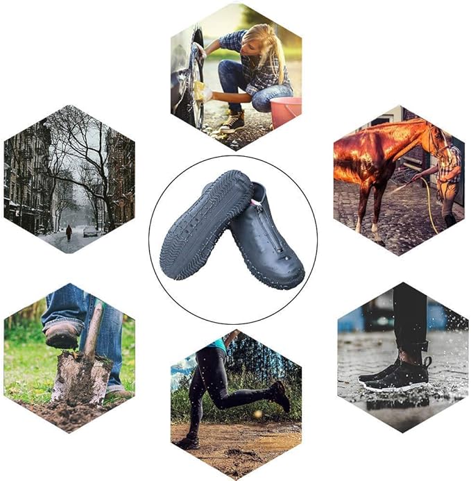 Silicone Waterproof Shoe Covers, Upgrade Reusable Overshoes with Zipper, Resistant Rain Boots Non-Slip Washable Protection for Women, Men (XL (Women 11-13, Men 9.5-13), Black)