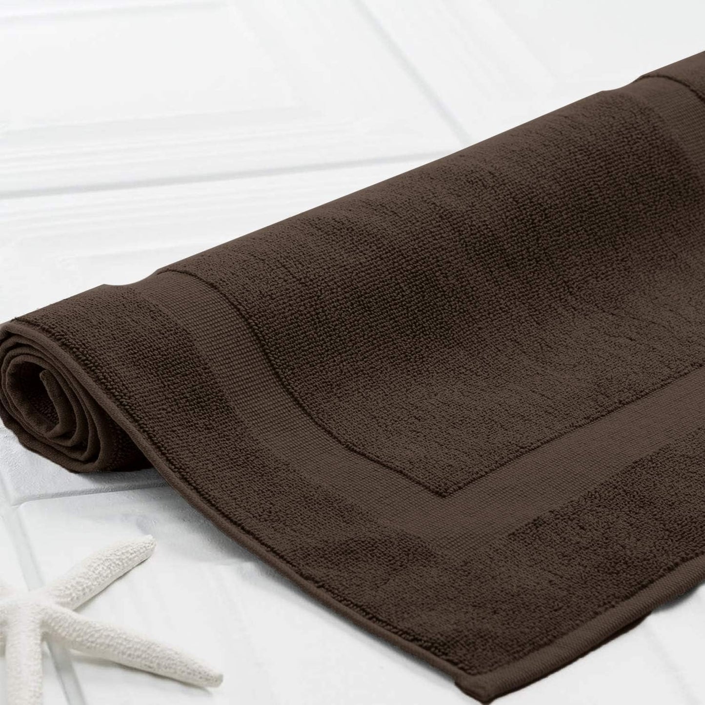 DAN RIVER Classic Cotton Bath Mats Set of 2 – Not a Bathroom Rug, Ultra Soft, Highly Absorbent & Machine Washable Bath Mat Towel for Bathroom Floor Mat – Durable, Quick-Dry, 21x34 Inches, Brown