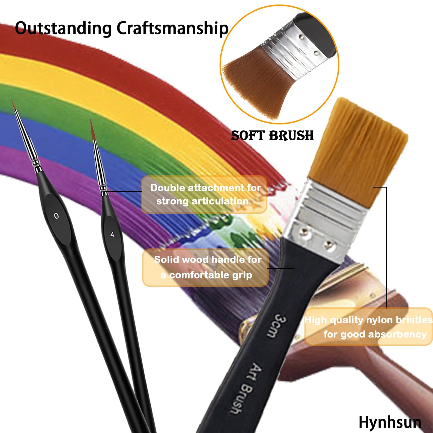 33 Pieces Paint Brush Set, Artist Series, Nylon Bristles with Round, Filbert, Flat, Fan, Angle, Detail Brush, Palette Knife,Suitable for Artists and Beginners for Acrylic Painting, Oil, Watercolor..