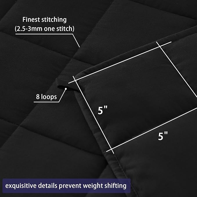 yescool Weighted Blanket for Adults (15 lbs, 60" x 80", Black) Cooling Heavy Blanket for Sleeping Perfect for 140-160 lbs, Queen Size Breathable Blanket with Premium Glass Bead, Machine Washable