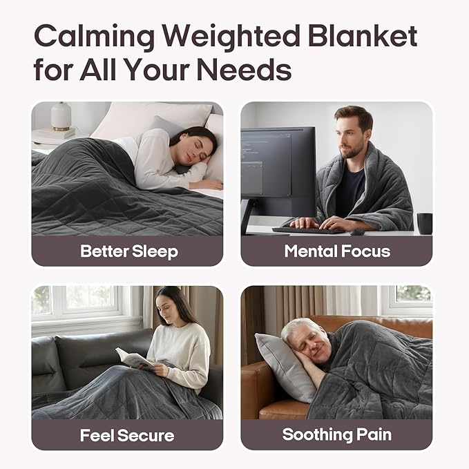 ZonLi Royal Posh Velvet Weighted Blanket for Adults, Dual Sided Cozy Fluffy Heavy Blanket(48"x72",15lbs,Grey), Bed Sofa Heavy Blankets, Soft Material with Premium Glass Beads, Easy Care