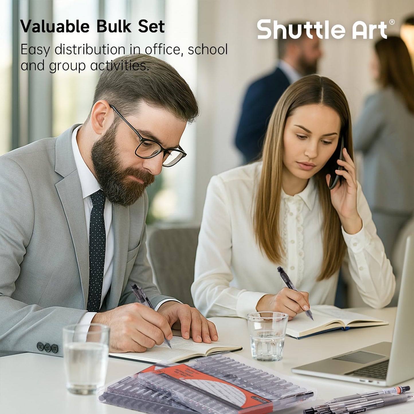 Shuttle Art Black Gel Pens, Ink Glide Series 60 Pack Retractable 0.5mm Fine Point Rollerball Gel Ink Pens Bulk Set Quick Drying Smooth Writing with Grip for Journaling Note Taking Office School Home