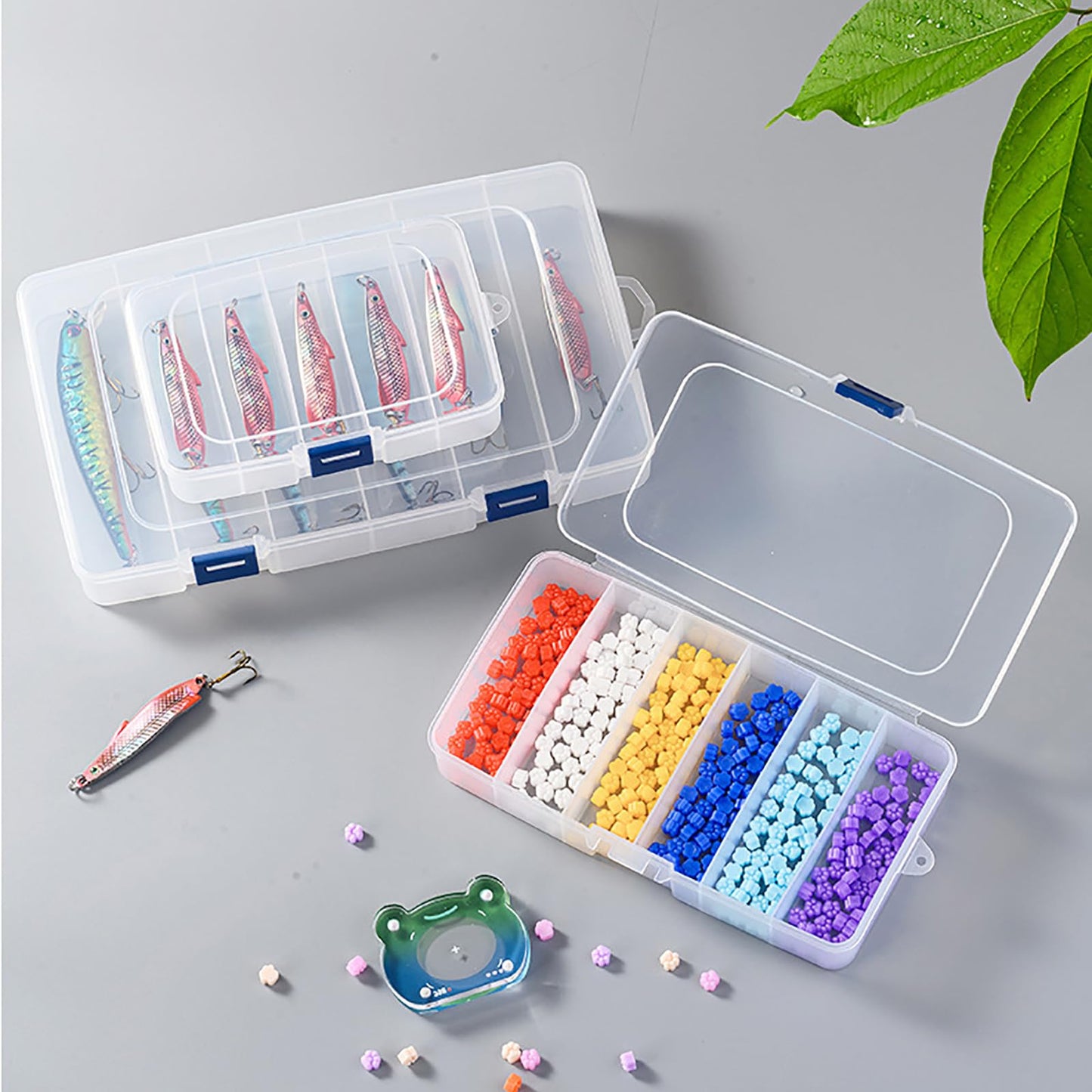 Farmer Mani 2 PACK Transparent Plastic Bead Organizers (6 Grids),Craft Organizers and Storage Beads Organizer, Art DIY, Crafts Jewelry Storage, Fishing Tackles, Size 7.48 x 3.94 x 1.38 in