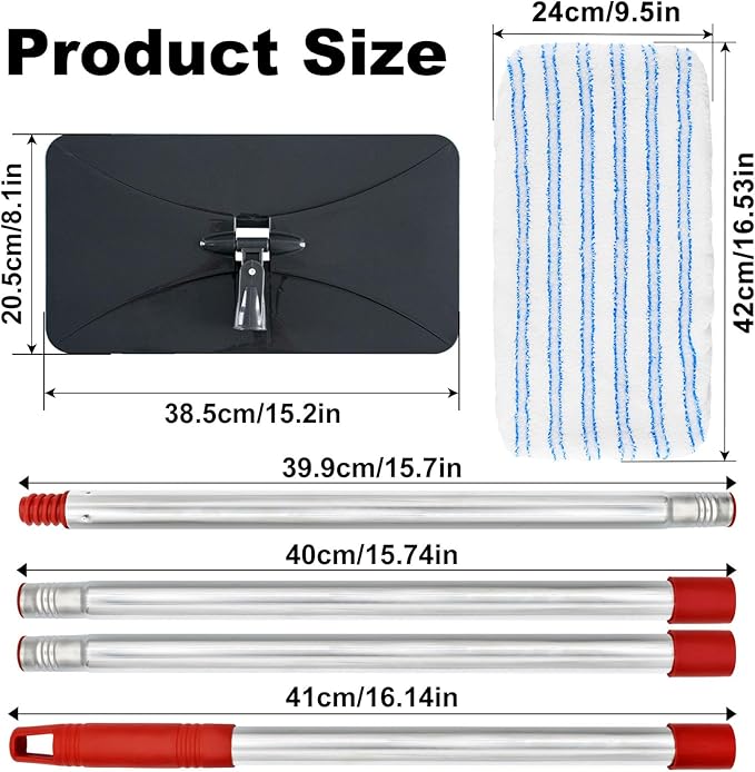 Microfiber Flat Mops for Floor Cleaning,Dust Mop for Hardwood Floors,Flat Mop Set with 4 Mops Pads and 58"Stainless Steel Handle for OCedar Hardwood Floor'N More Microfiber Mop,Use to Wet&Dry Cleaning