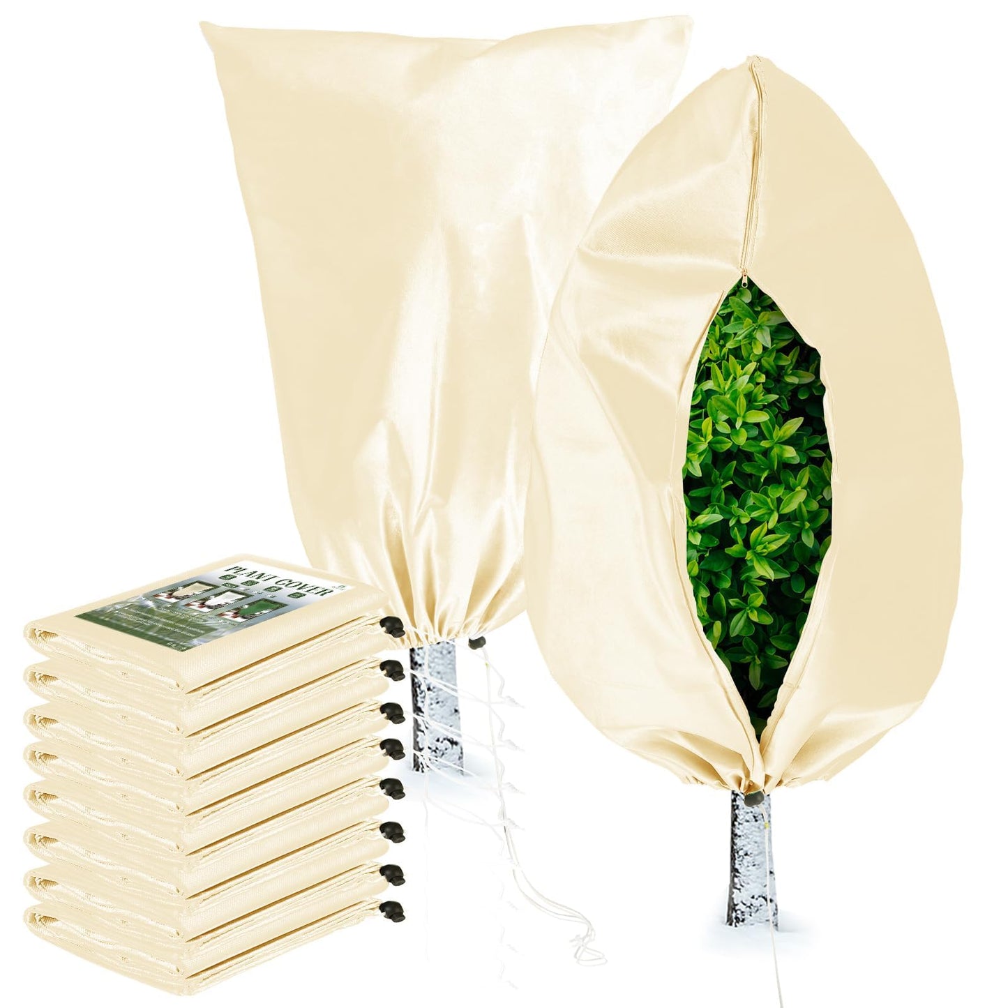 Homimp Frost Protection for Plants,Plant Covers Warm Plant Protection Cover Bags for Winter Frost Cold Weather Shrubs & Trees Jacket Covers (Yellow, 31.5" W x 47.3" H(8 PCS))