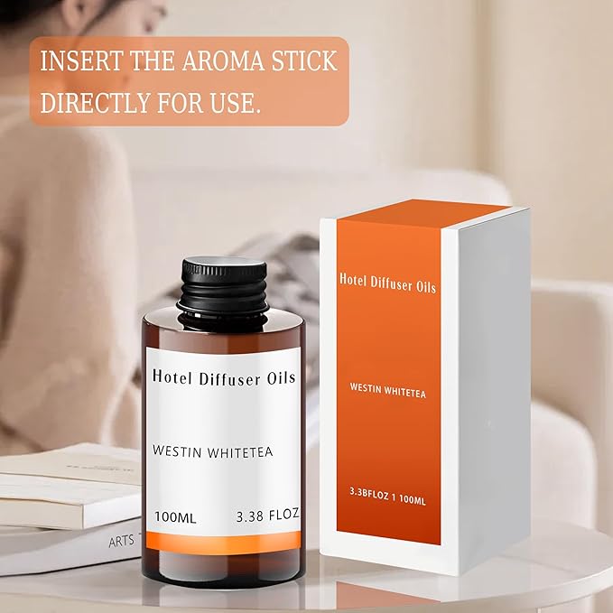 White Tea Diffuser Oil - Luxury Essential Oils for Diffuser Refill, Long-Lasting, Natural Home Fragrance and Hotel Scent for Diffusers & Machines (3.38 Fl Oz)
