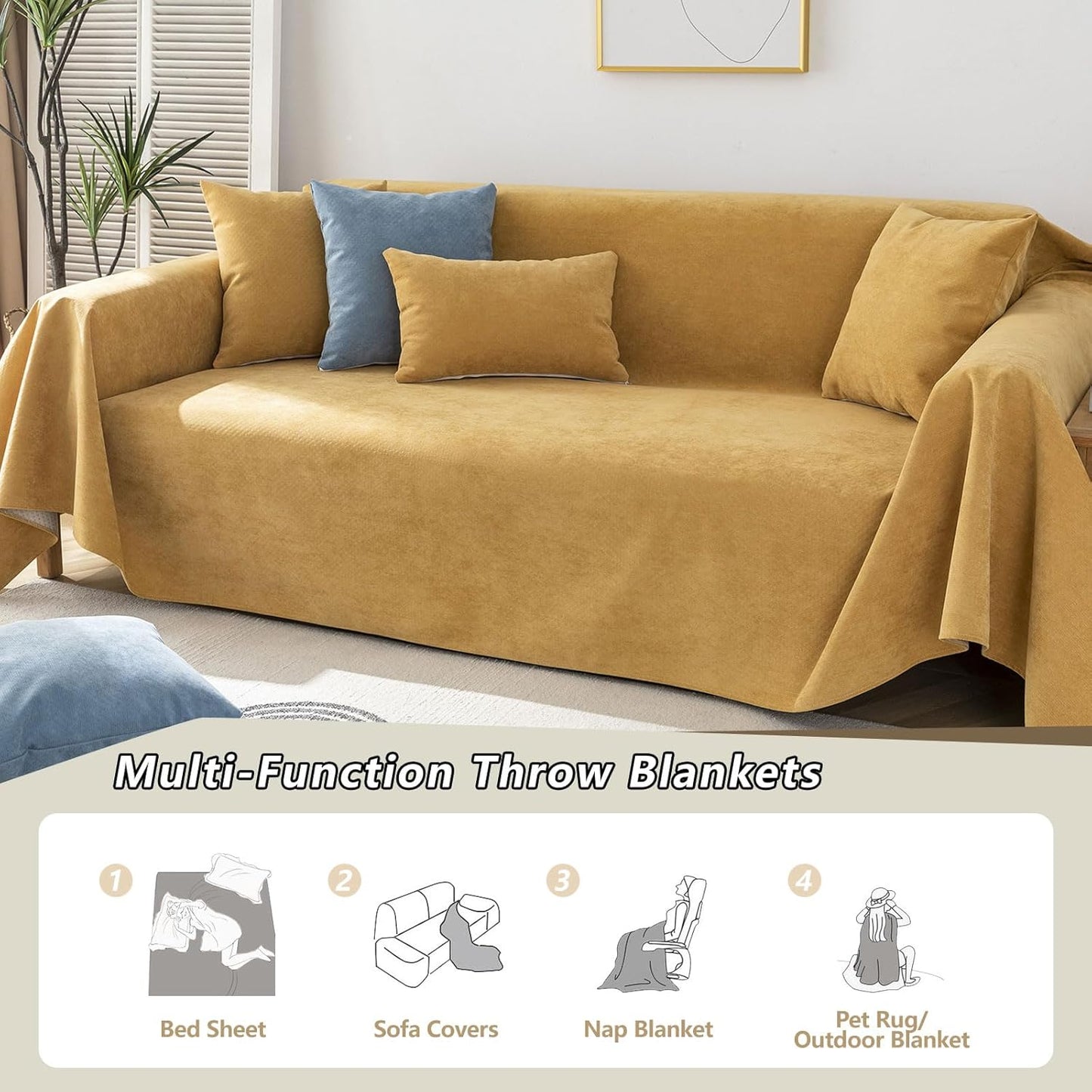 STACYPIK Waterproof Ginger Couch Cover for Sectional, Loveseat Covers, Futon Cover, L Shaped Cover, Anti-Cat Scratch Furniture Protector for 2 Cushion Couch，Washable Pets Protector Sofa Cover-71X102IN