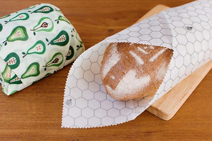 SUPERBEE Beeswax Bread Wrap, Reusable Beeswax Wrap for Food, Wrap Bread, Reusable Bees Wrap Paper for Wrapping Vegetables, Cheese Paper, Bowl Covers and Sandwich Wrapping, XXL (Pears)