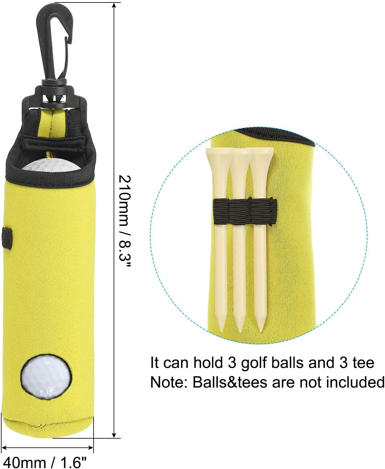 PATIKIL Golf Ball Carry Bag, Golf Tee Holder Pouch Portable Neoprene Golf Ball Holder with Clip for Men and Women Storage Gifts