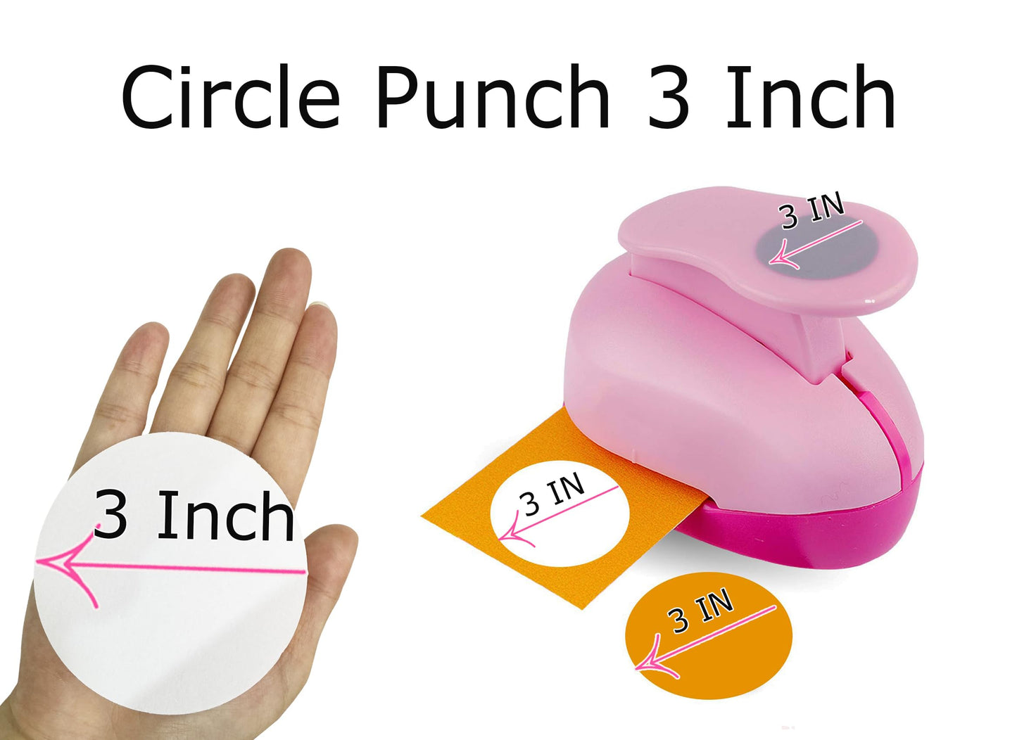 Circle Punch 3 Inch Craft Hole Paper Punch Pink - Extra Large 75mm Circle Hole Round Punchers for Cardstock, Gift Wrapping, Greeting Cards and Scrapbook