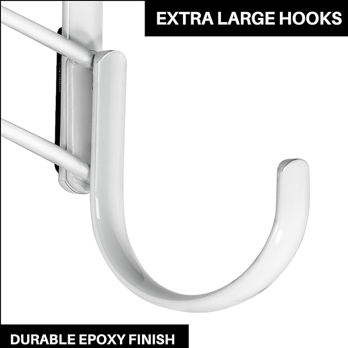 LYNK Professional® Home™ Over Door Hooks Rack - 5 Hook Over Door Hanger - Over Door Towel Rack - Hanging Towels or Clothes - for Bathroom, Bedroom or Laundry Room – Lifetime Ltd. Warranty - White