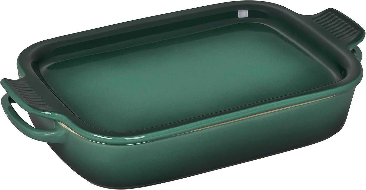 Le Creuset Stoneware Rectangular Dish with Platter Lid, 14 3/4" X 9", Artichaut