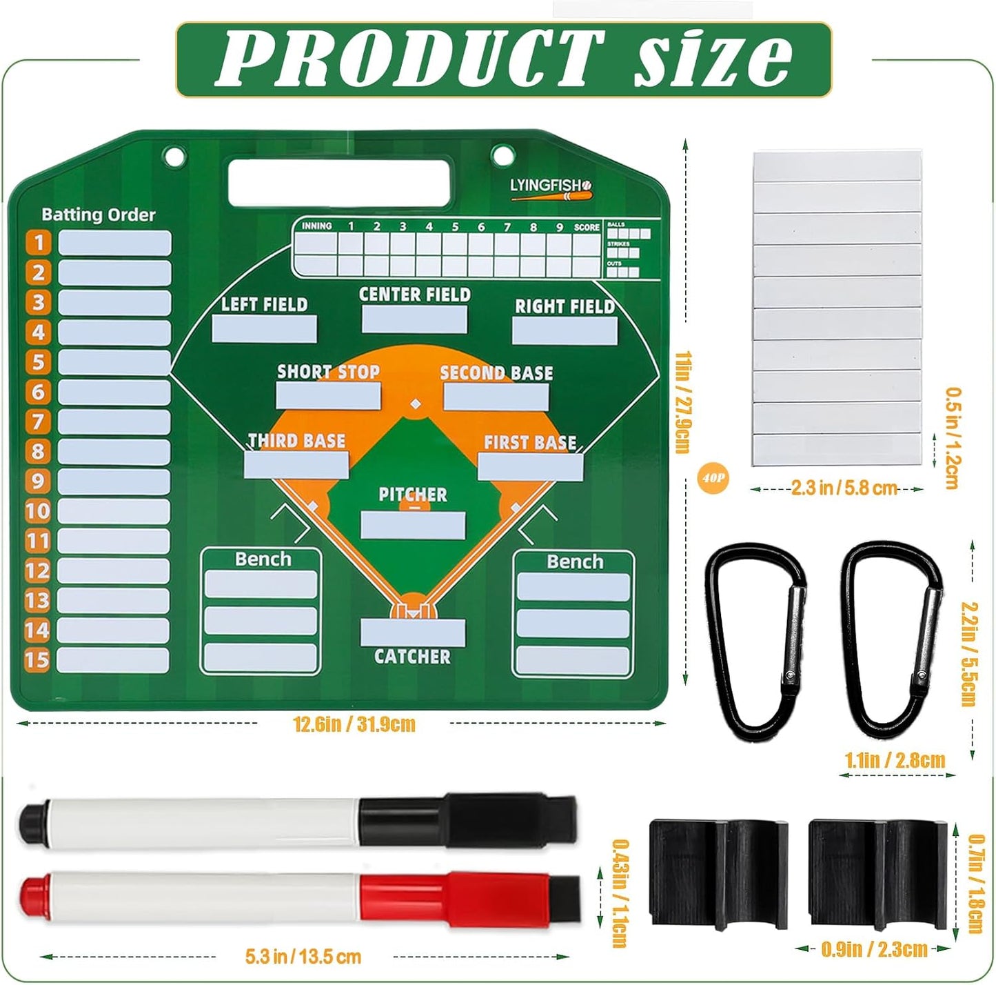 Magnetic Baseball Lineup Board，Baseball Lineup Cards Baseball Lineup Board For Dugout Baseball Accessories 40 Sheets Lineup Cards Baseball Clipboard for Coaches Baseball Coaching Accessories