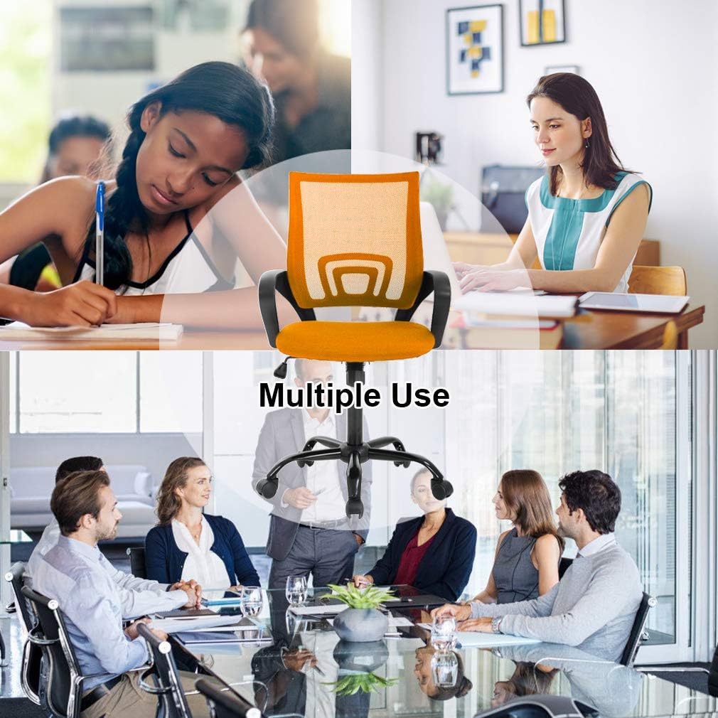 BestOffice Office Computer Chair Ergonomic Mesh Desk Chair with Lumbar Support Modern Executive Adjustable Stool Rolling Swivel for Back Pain (Orange)