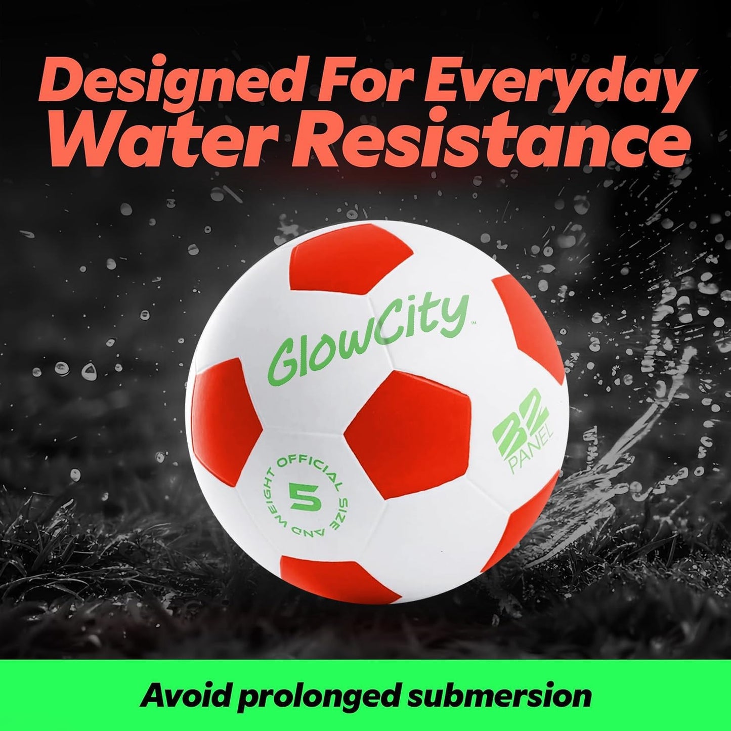 GlowCity Glow in The Dark Soccer Ball - Sizes 3, 4, 5 for Kids, Teens & Adults - Light Up Soccer Ball with 2 LED Lights - Sports Birthday Gifts Ideas for Boys & Teenagers Ages 6 7 8 9 10 11 12 13 14