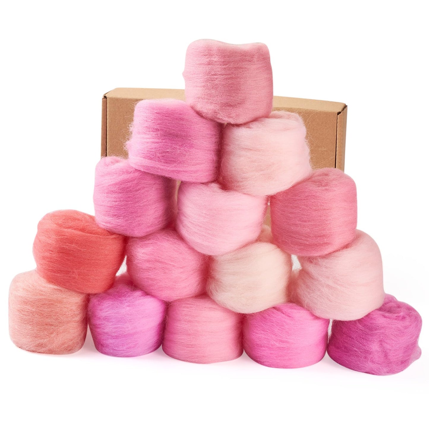 Sparkeads Wool Roving Yarn for Needle Felting Pink Soft Fibre Wool Supplies for DIY Hand Spinning Weaving Beginners Adults Handmade Dolls Felted Animal Women 75 G