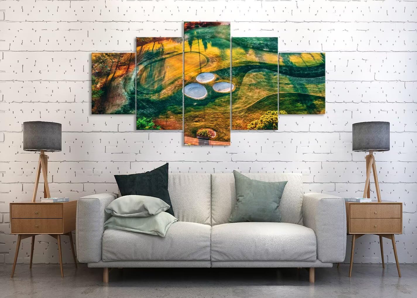 chenchenArt Florida Regatta Bay Golf Course Wall Art for Living Room Bedroom Bathroom Home Decorations Golf Course Pictures Posters Canvas Prints Modern Artwork Framed Ready to Hang(60''W x 32''H)
