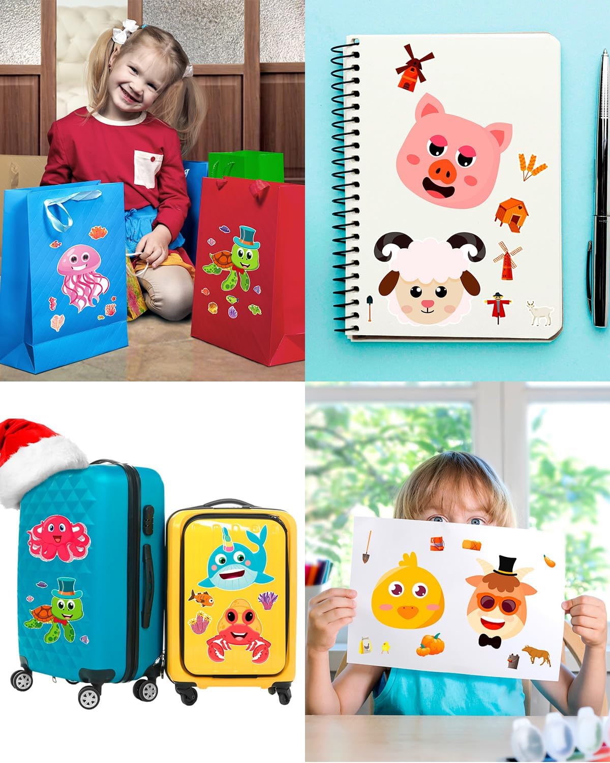 36 Sheets Stickers for Kids Toddlers Party Favors, Mixed Animals Make a Face Stickers Goody Bag Stuffers, Crafts for Kids Activities Classroom Supplies School Teacher Must Haves